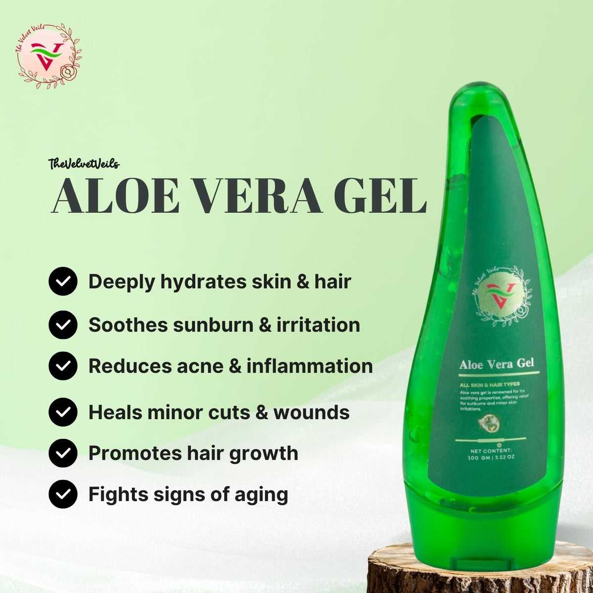 🌿 Aloe Vera Gel – Hydration Your Skin Truly Deserves 🌿 - The Velvet Veils