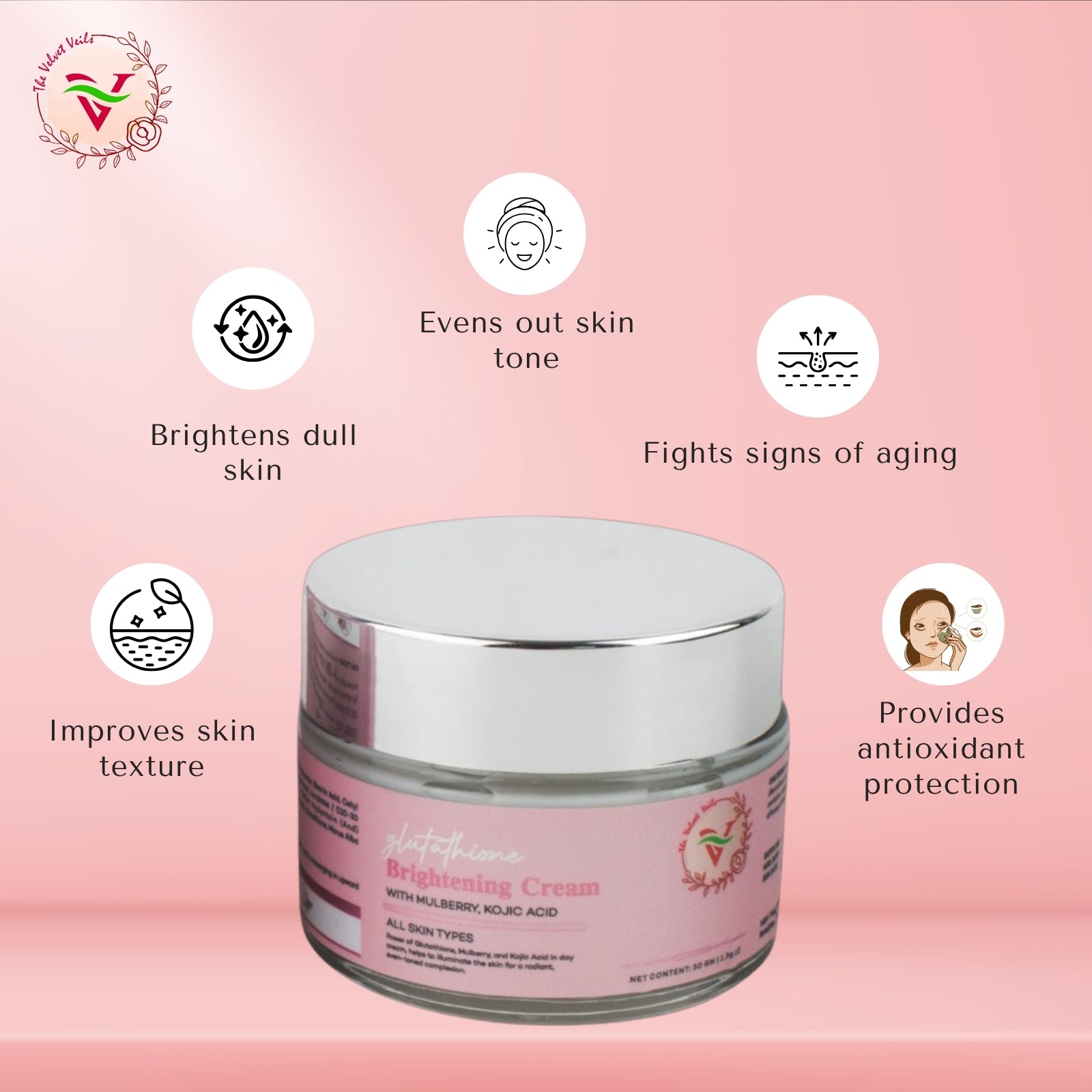 The Velvet Veils Glutathione Brightening Cream