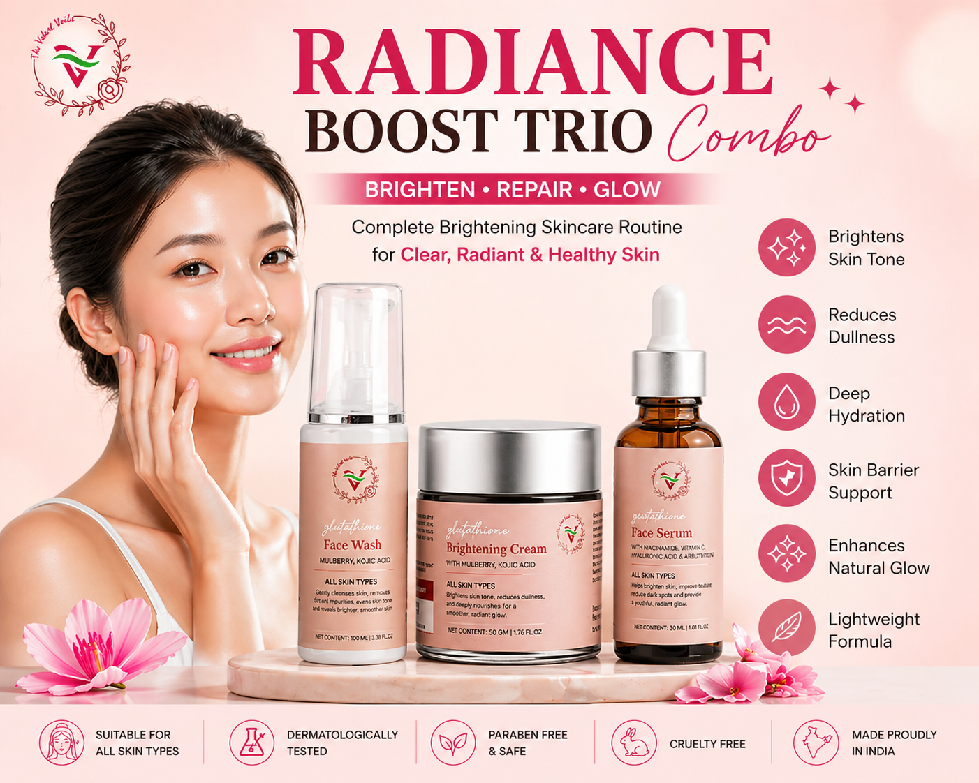 RADIANCE BOOST TRIO – Complete Skincare Combo | The Velvet Veils