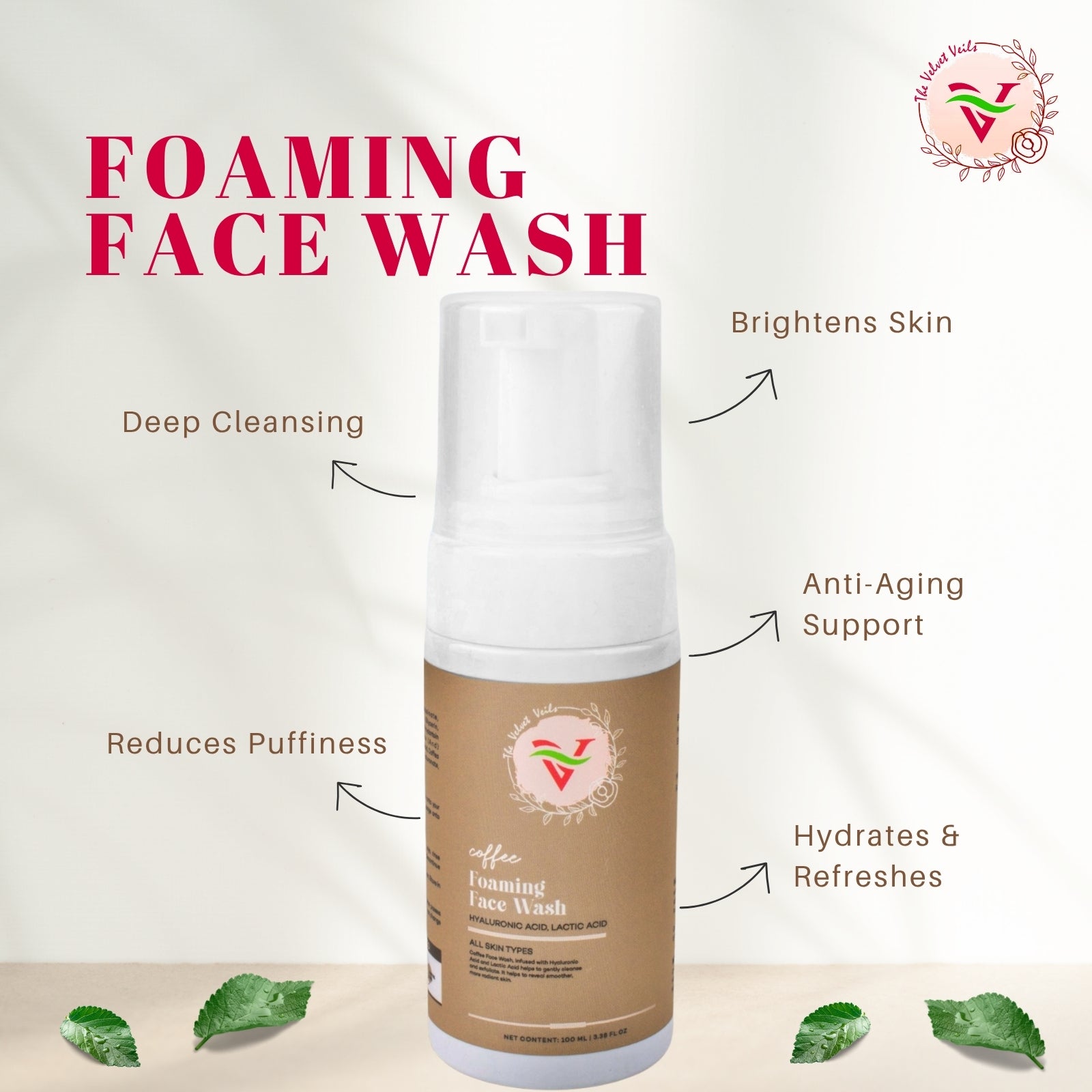 The Velvet Veils Coffee Foaming Face Wash 100Ml - The Velvet Veils