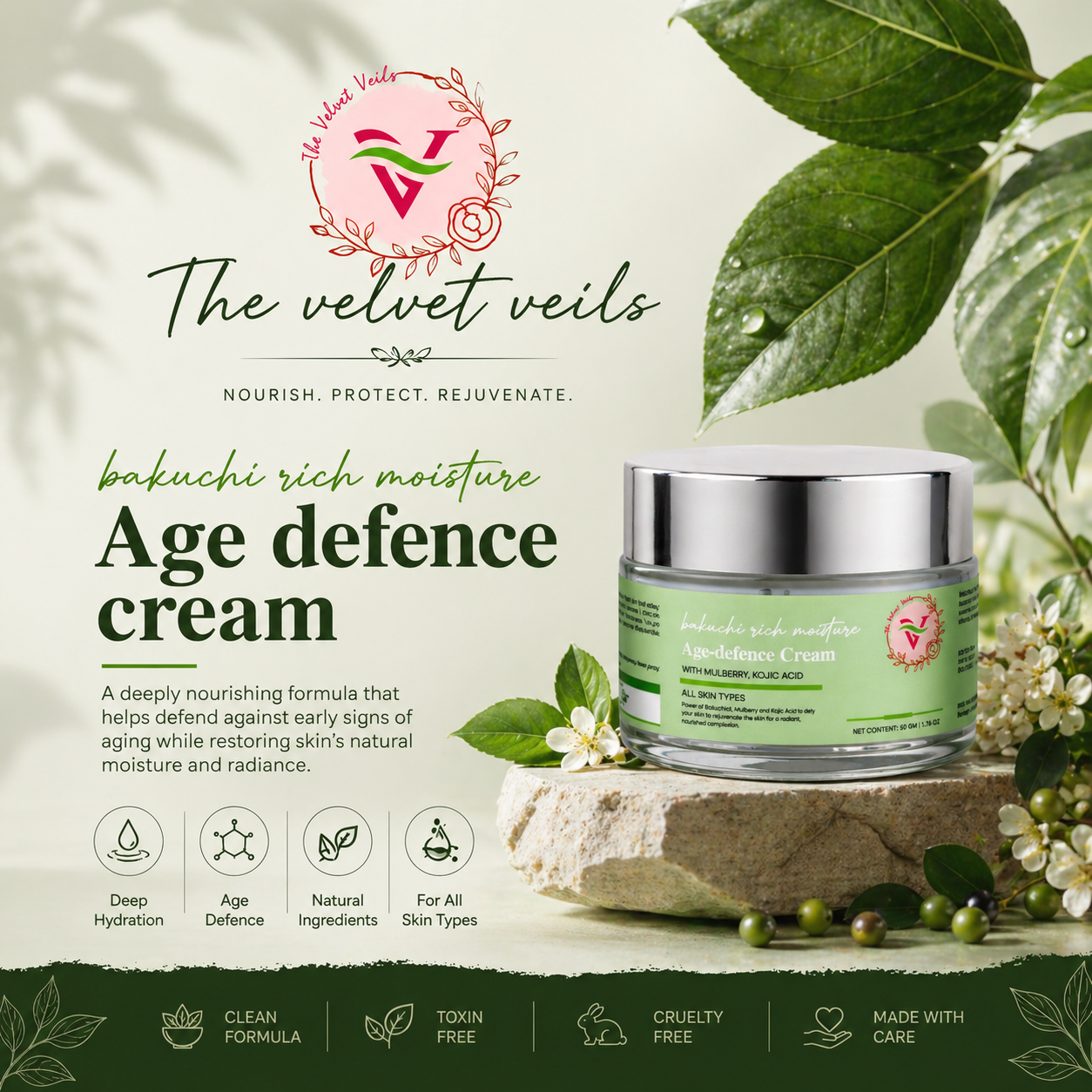 The Velvet Veils Bakuchi Rich Moisture Age Defence Cream
