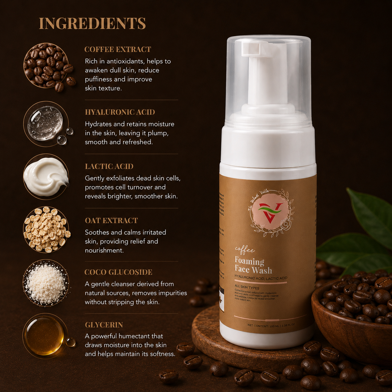 The Velvet Veils Coffee Foaming Face Wash 100Ml