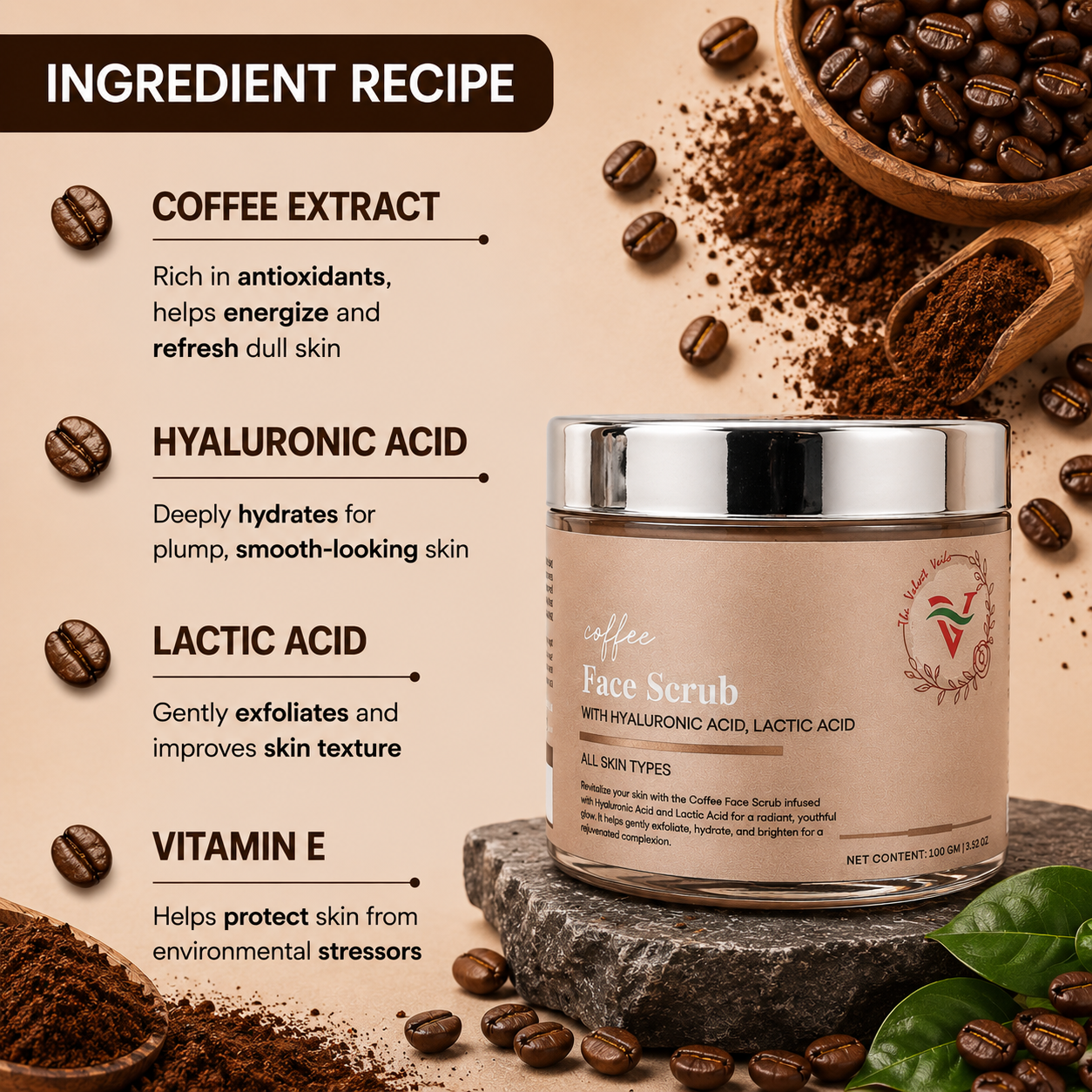 The Velvet Veils Coffee Face Scrub 100G