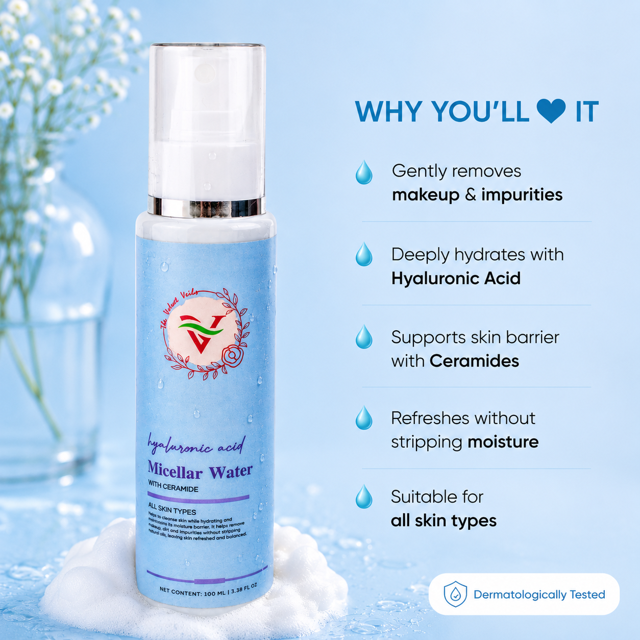 The Velvet Veils Hyaluronic Acid Micellar Water