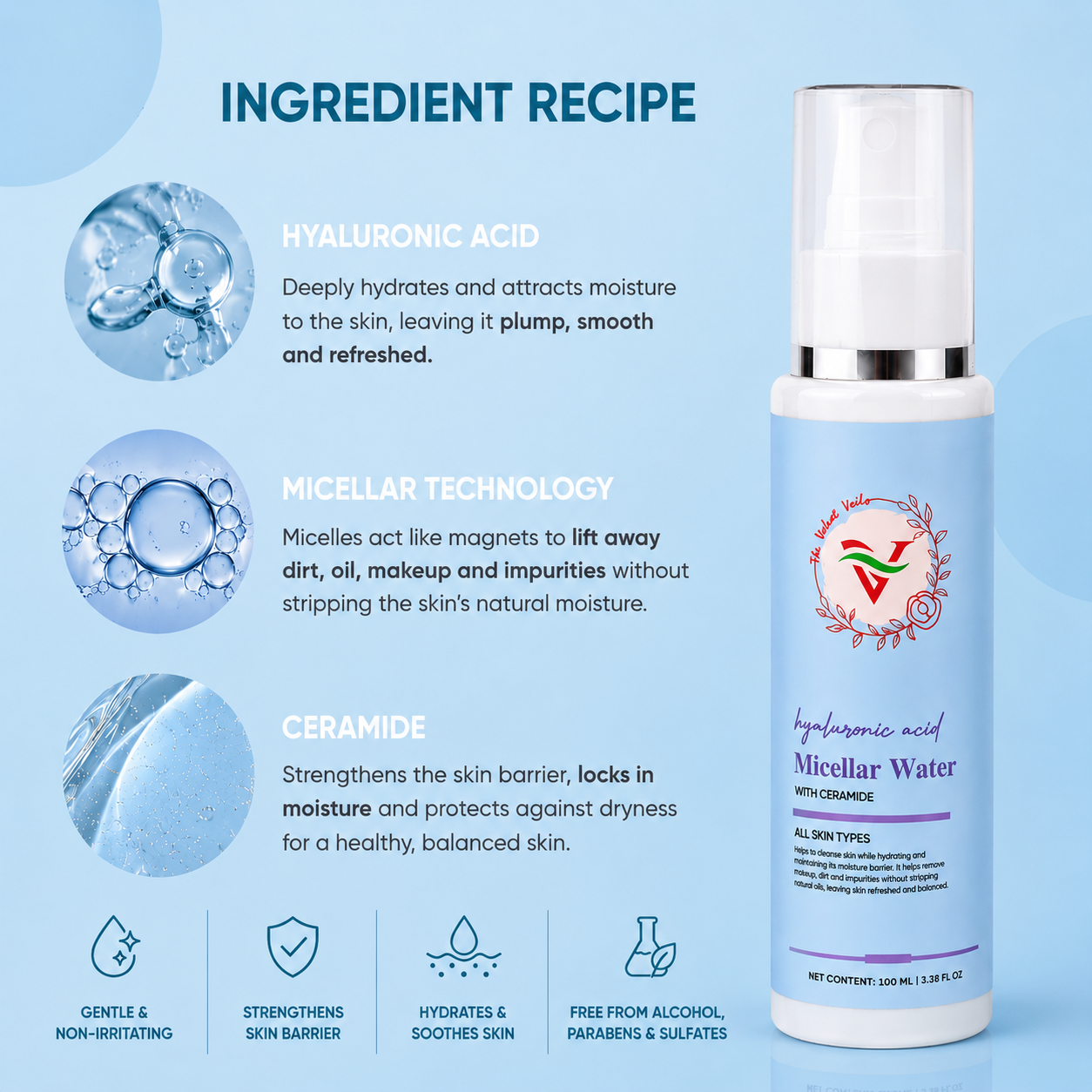 The Velvet Veils Hyaluronic Acid Micellar Water