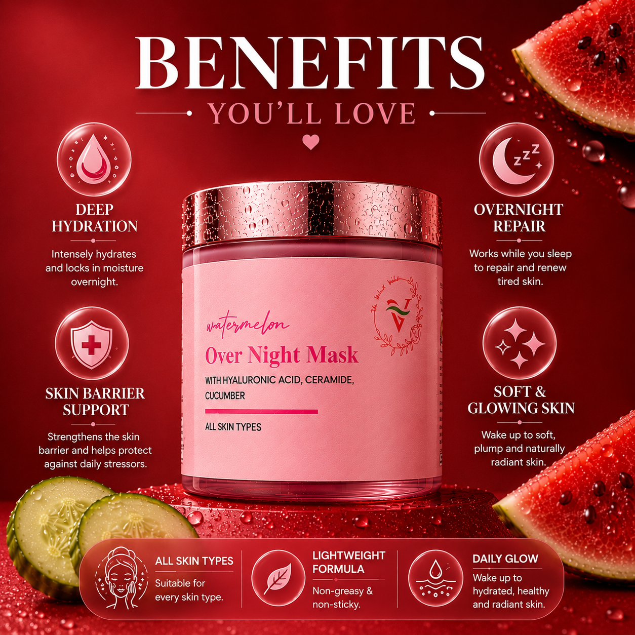 The Velvet Veils Watermelon Overnight Mask