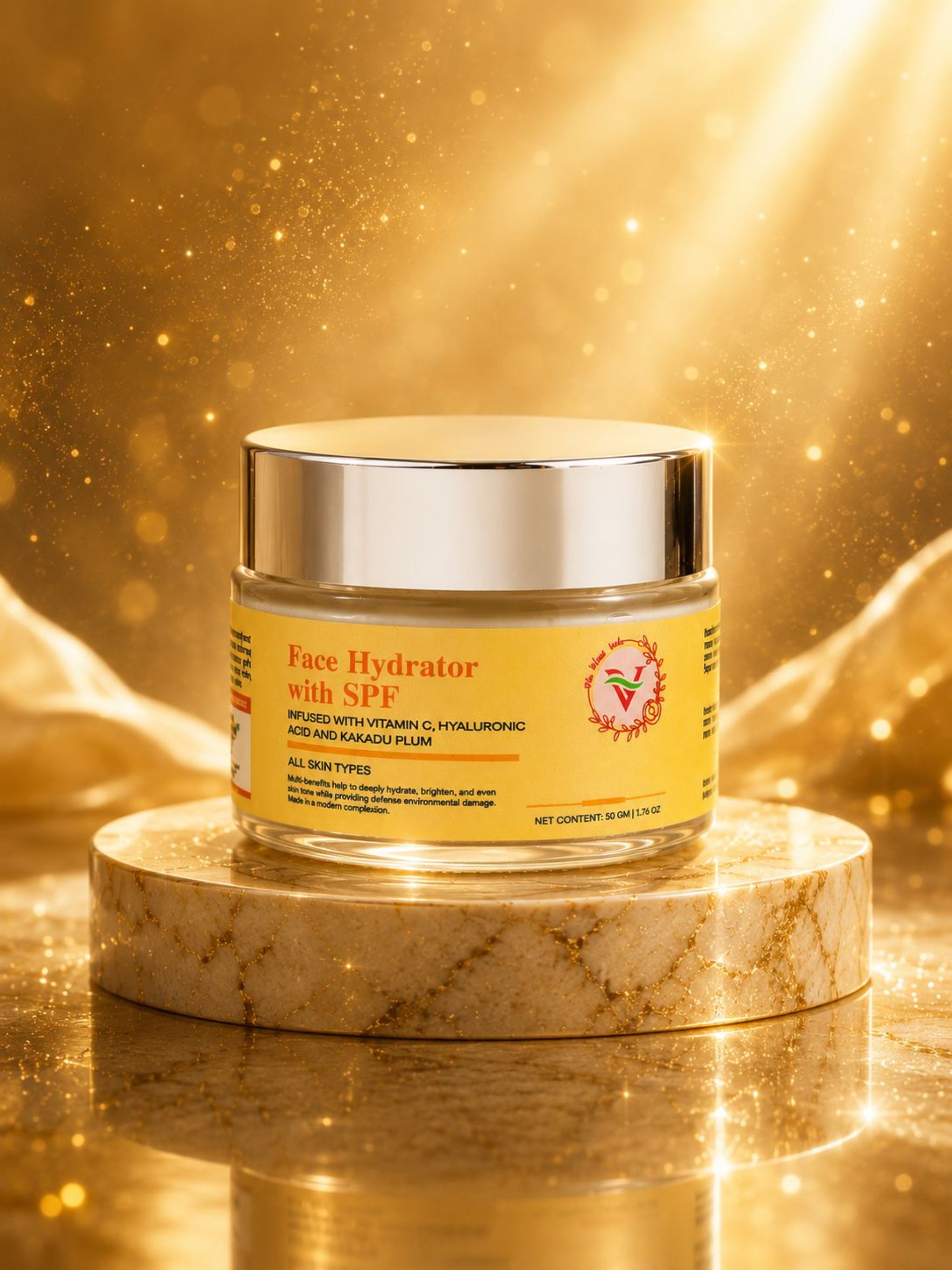 The Velvet Veils Face Hydrator with SPF | Vitamin C & Hyaluronic Acid Daily Moisturizer for Hydration, Glow & UV Protection (50g)