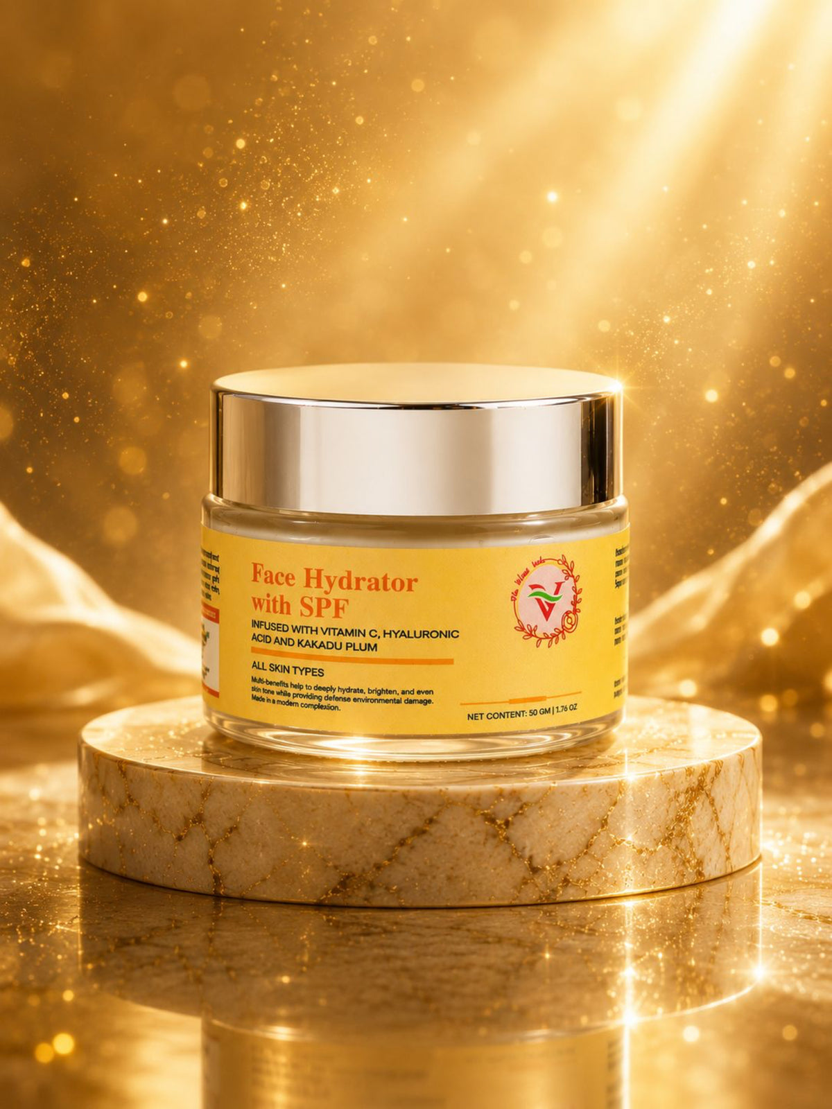 The Velvet Veils Face Hydrator with SPF | Vitamin C & Hyaluronic Acid Daily Moisturizer for Hydration, Glow & UV Protection (50g)